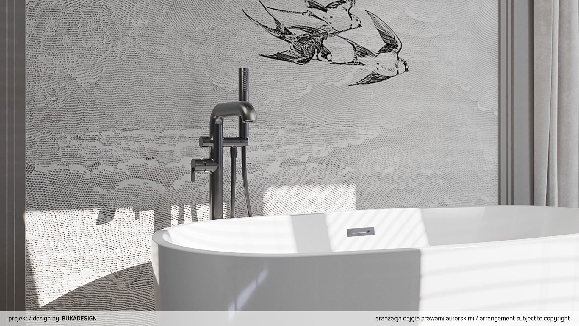 Bath mixer, freestanding, with shower set