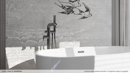 Bath mixer, freestanding, with shower set