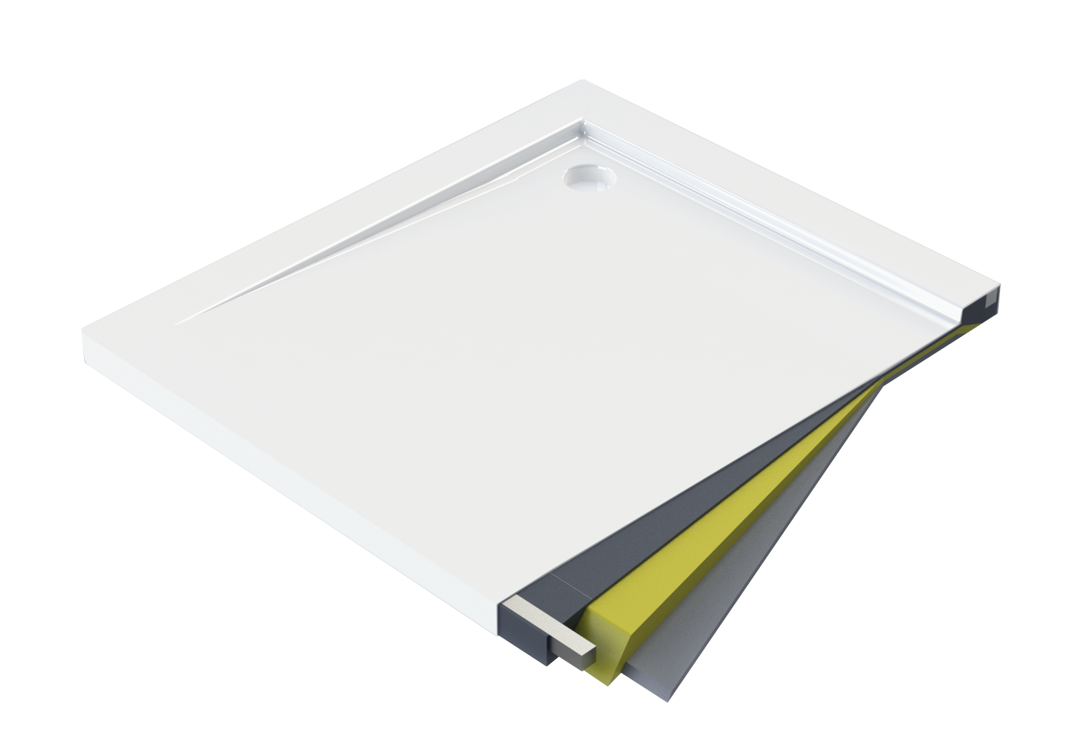 Acrylic shower tray, rectangular, 100x90 cm