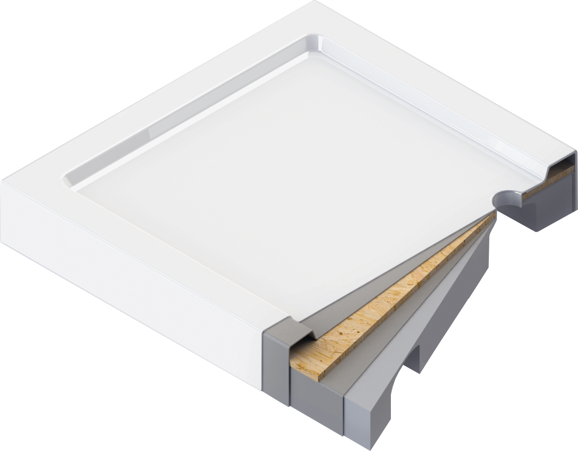 Acrylic shower tray, half round, 90 cm