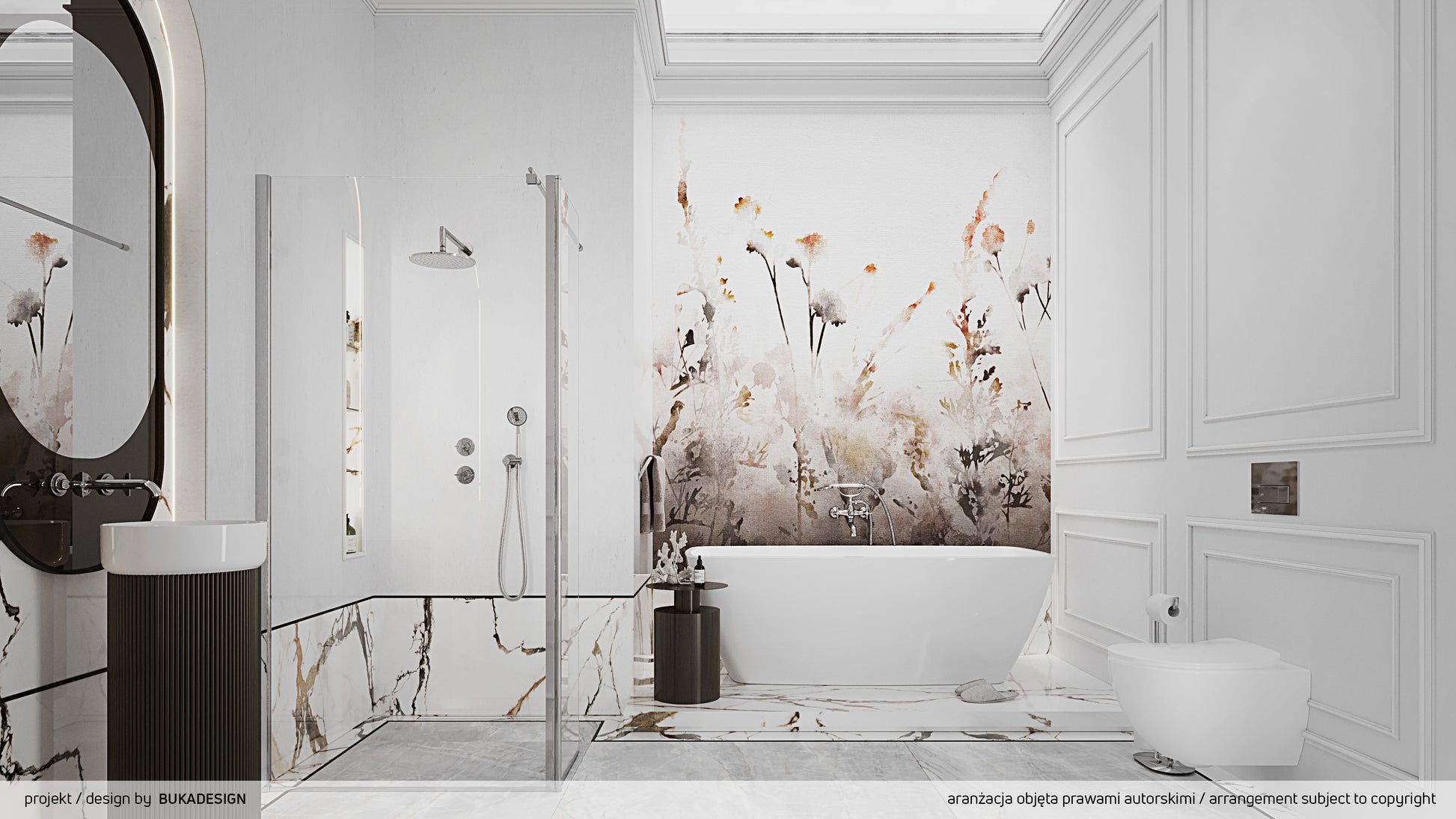 Bath mixer, with shower set