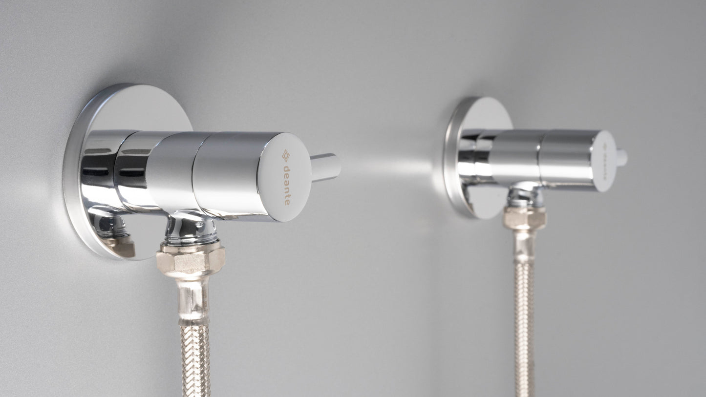 Angle valve, with ceramic cartridge, 1/2" - 3/8" - round
