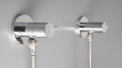 Angle valve, with ceramic cartridge, 1/2" - 3/8" - round