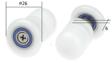 Rollers, single, for 6 mm glass