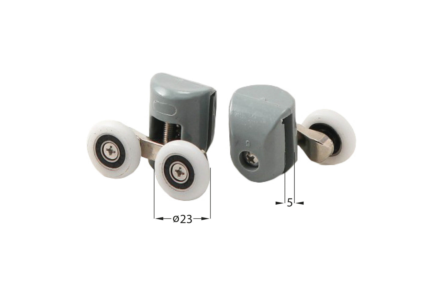 Upper rollers, double, for 5 mm glass - FI 23 mm