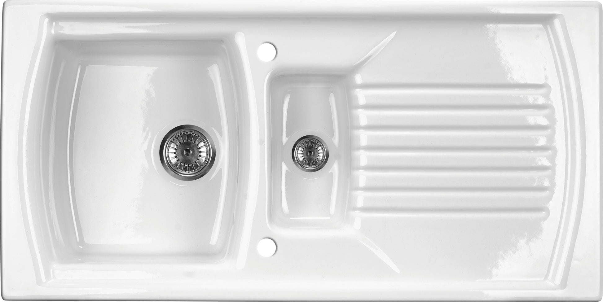 Ceramic sink, 1.5-bowl with drainer