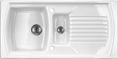 Ceramic sink, 1.5-bowl with drainer