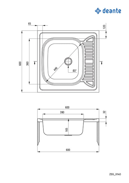Steel sink, 1-bowl with drainer - lay-on