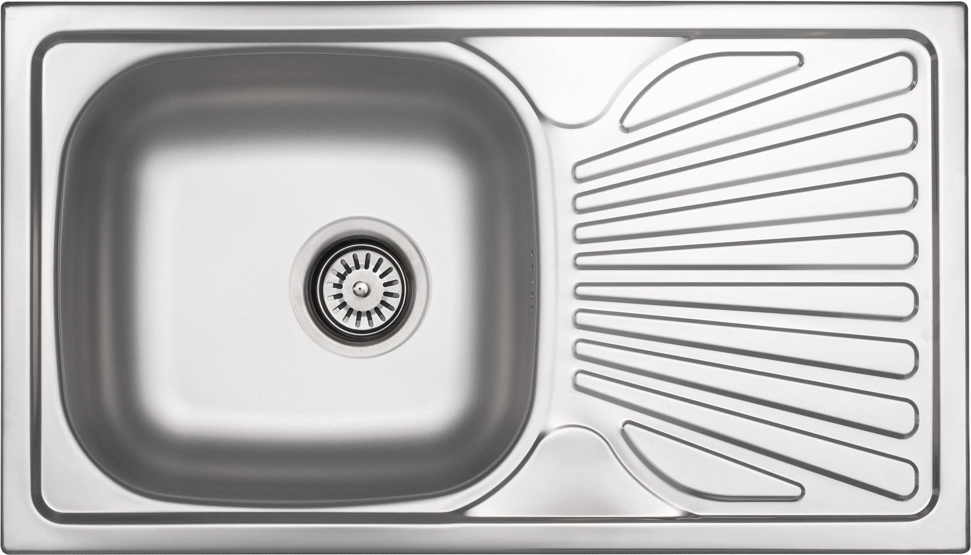 Steel sink, 1-bowl with drainer - 3.5" drain