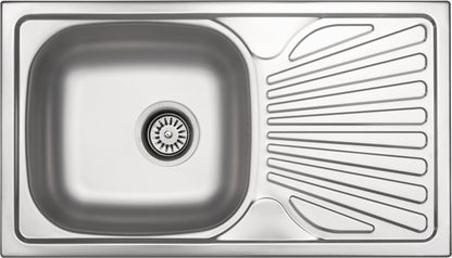 Steel sink, 1-bowl with drainer - 3.5" drain