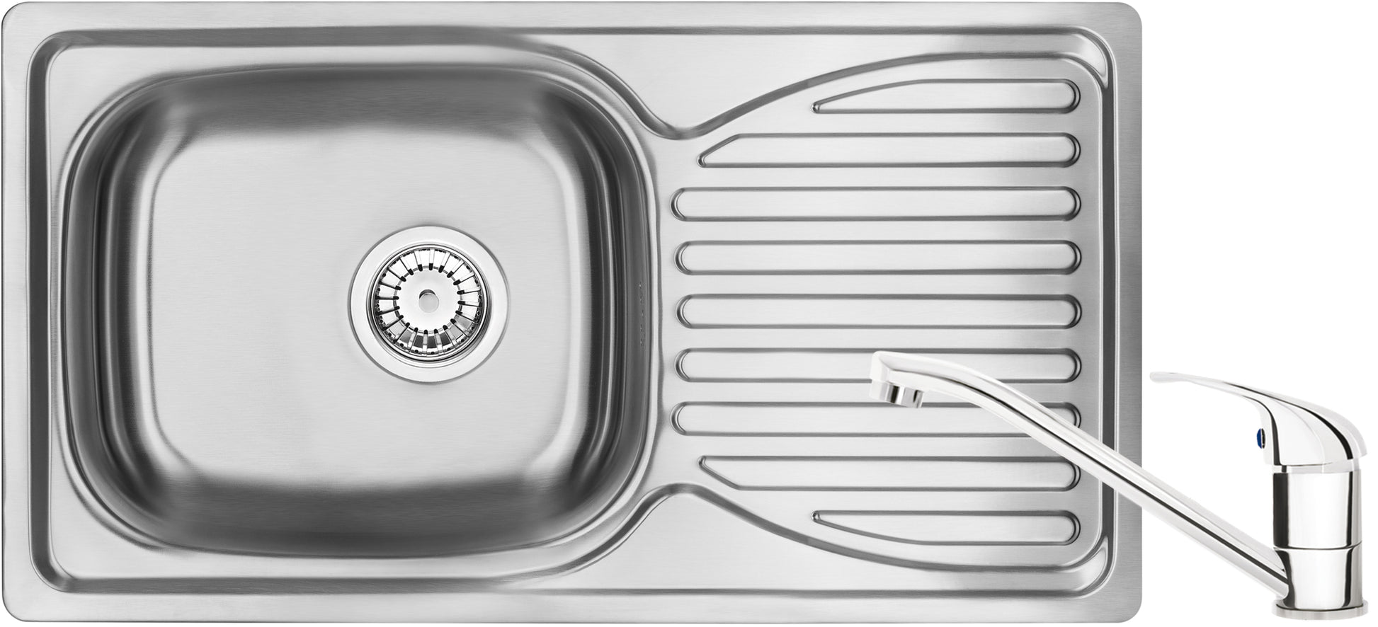 Steel sink with tap, 1-bowl with drainer