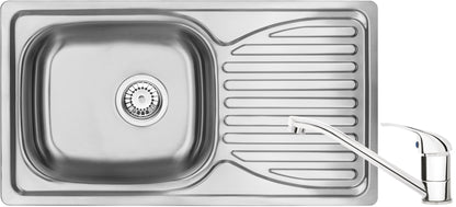 Steel sink with tap, 1-bowl with drainer