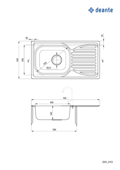 Steel sink, 1-bowl with drainer