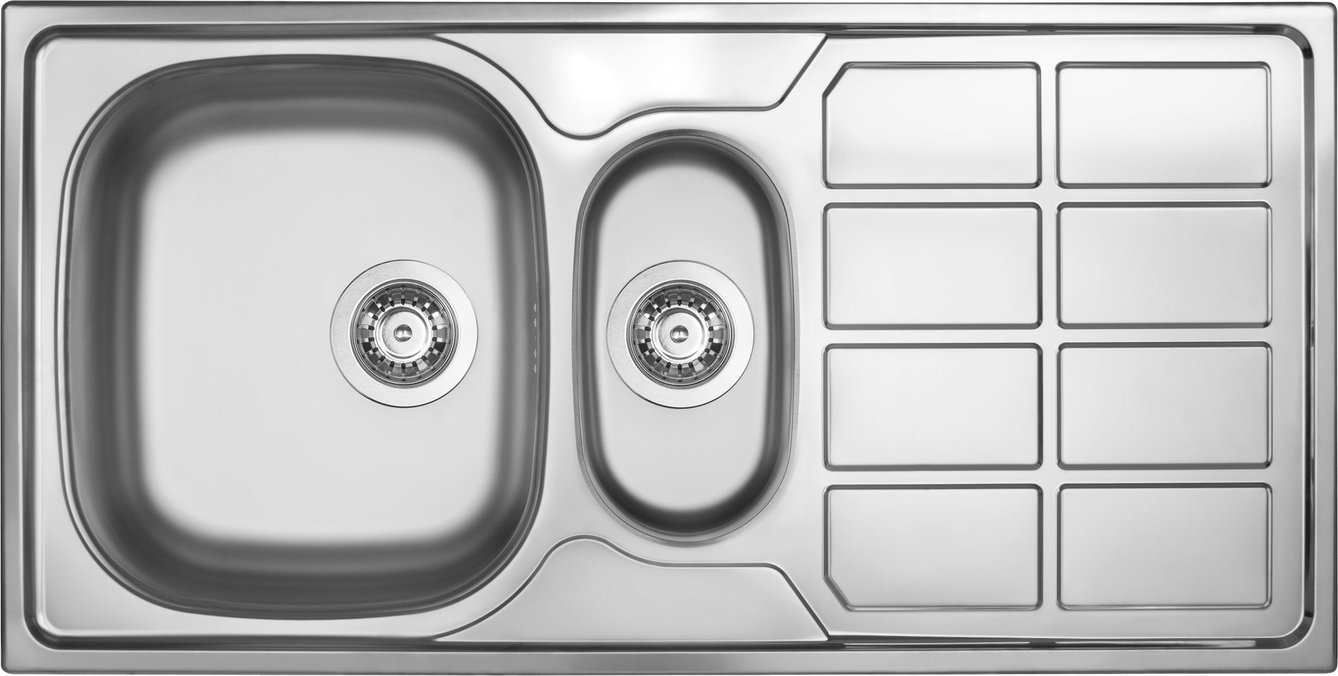 Steel sink, 1.5-bowl with drainer