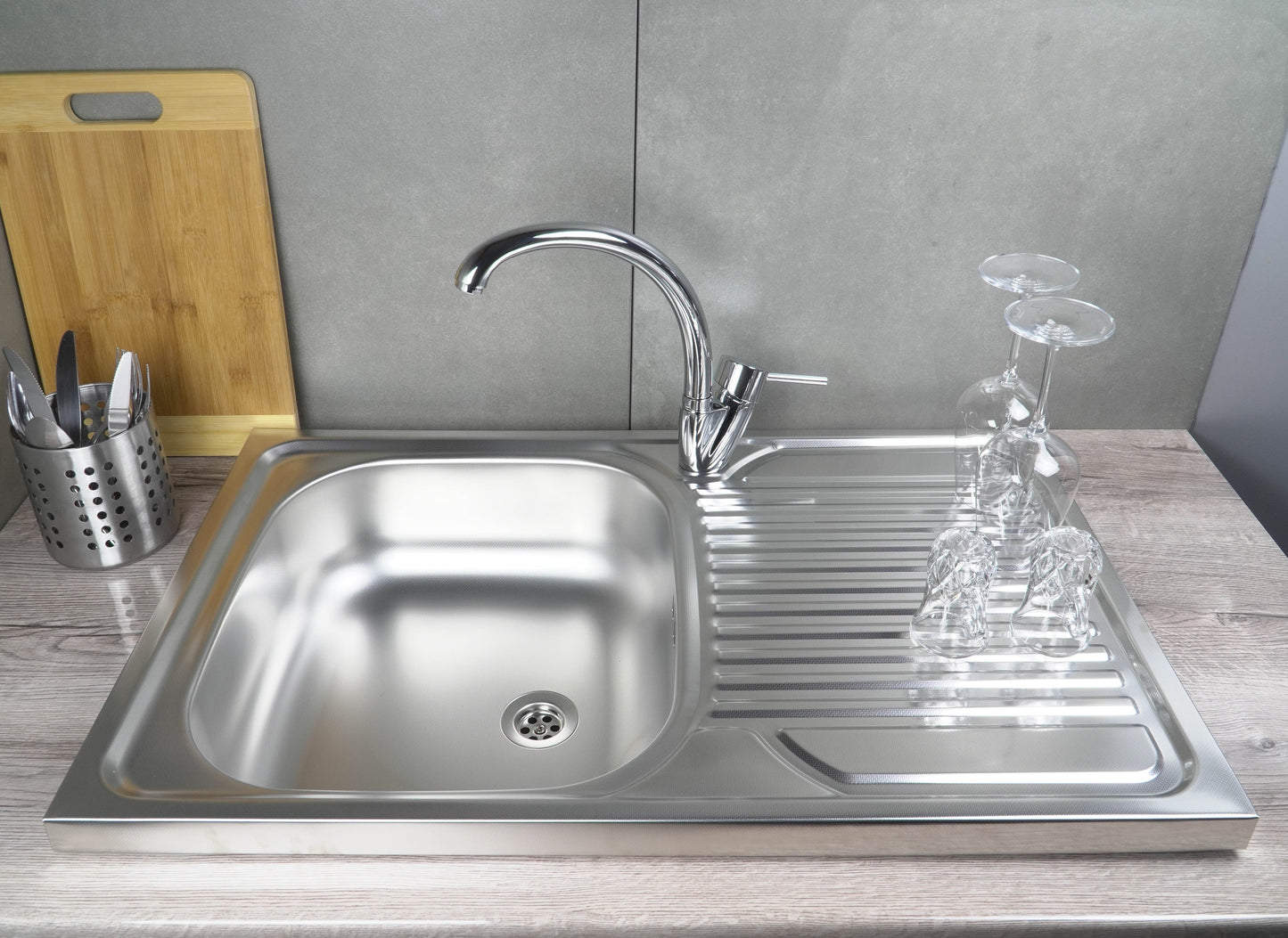 Steel sink, 1-bowl with drainer - lay-on