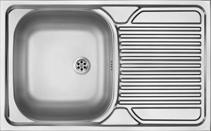 Steel sink, 1-bowl with drainer - lay-on