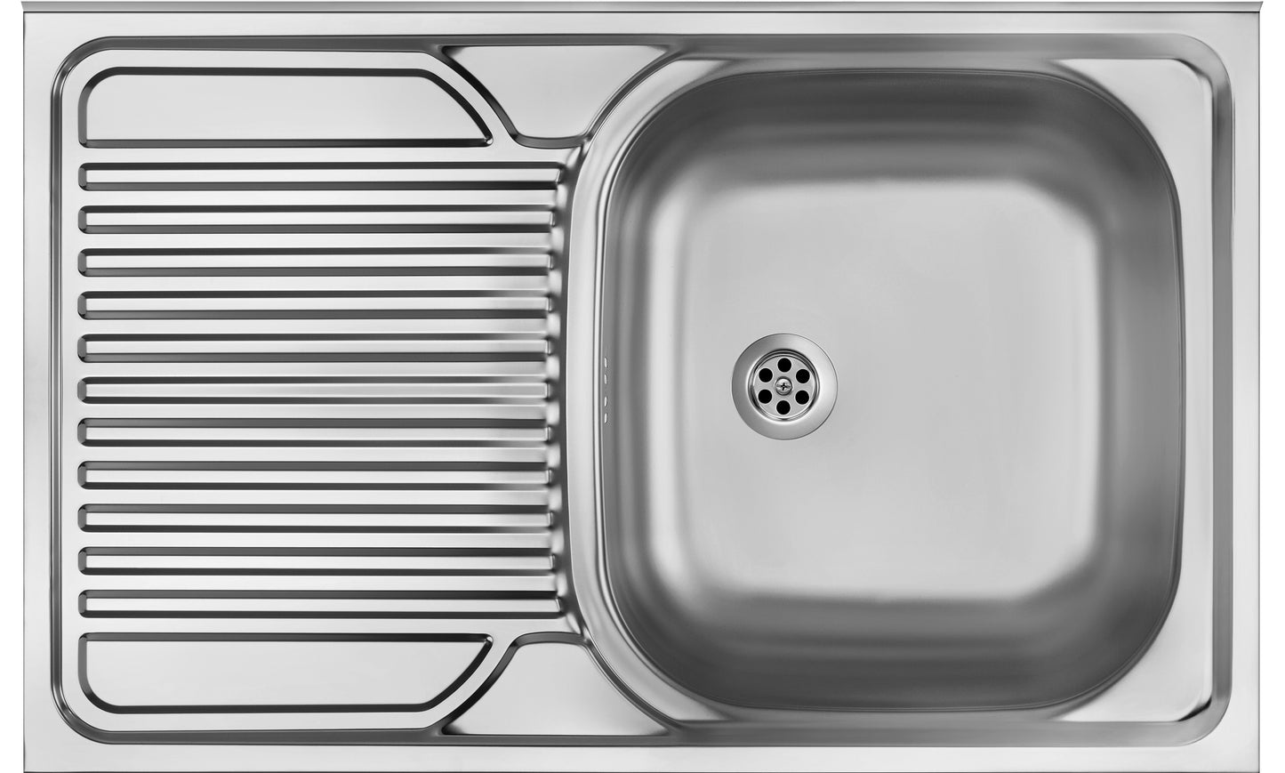 Steel sink, 1-bowl with drainer, on the left side - lay-on