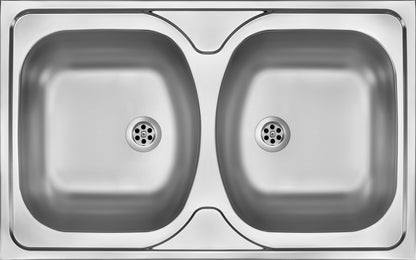Steel sink, 2-bowl - lay-on