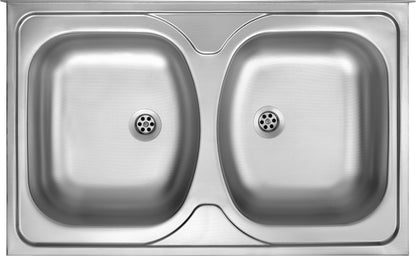 Steel sink, 2-bowl - lay-on