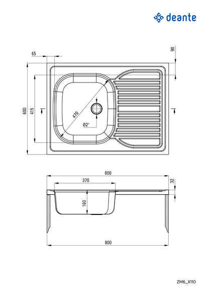 Steel sink, 1-bowl with drainer - lay-on