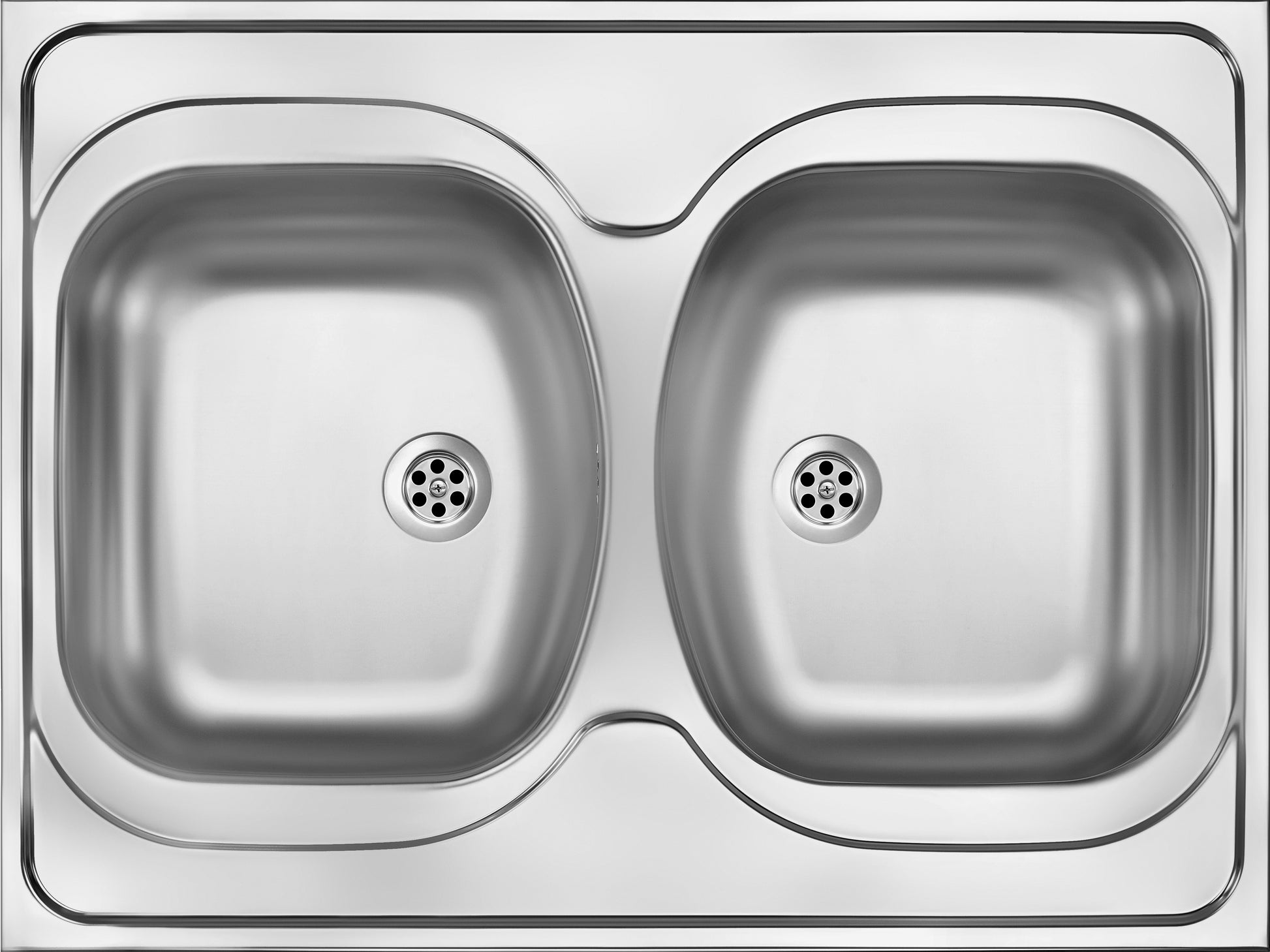Steel sink, 2-bowl - lay-on
