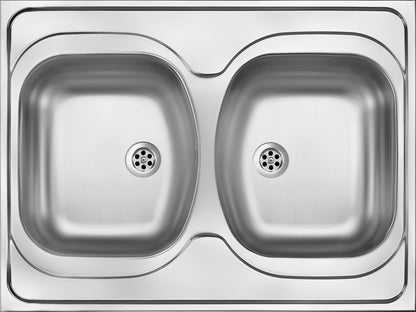 Steel sink, 2-bowl - lay-on