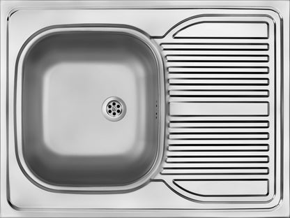 Steel sink, 1-bowl with drainer - lay-on