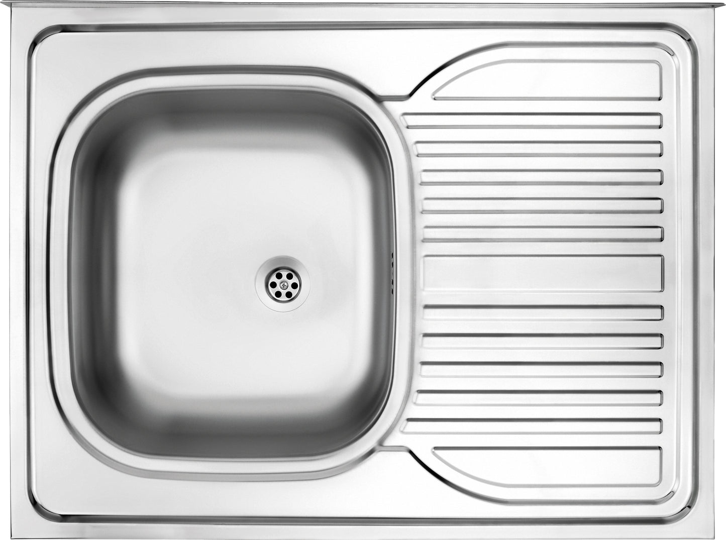 Steel sink, 1-bowl with drainer, on the right side - lay-on
