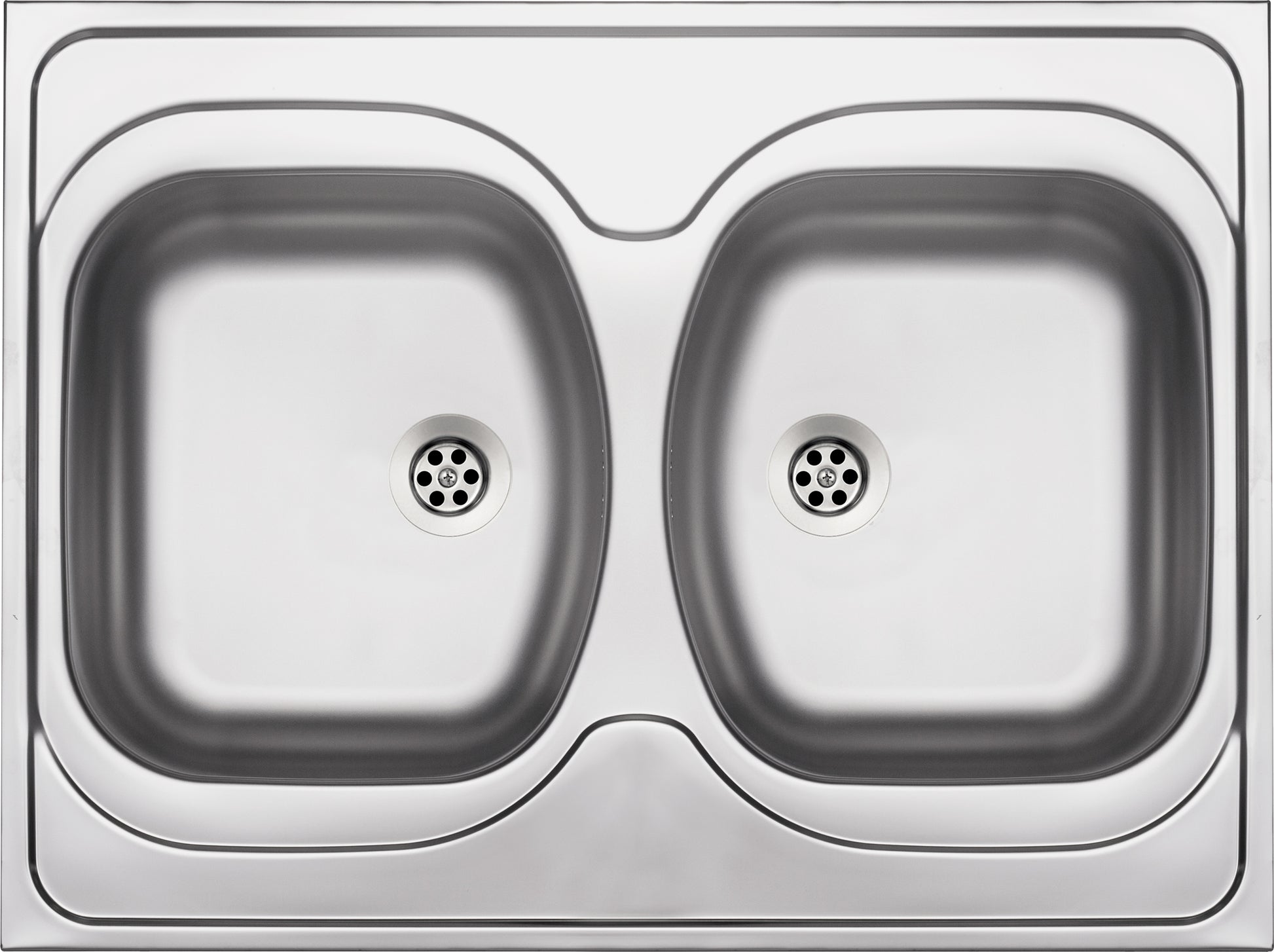 Steel sink, 2-bowl - lay-on