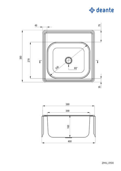 Steel sink, 1-bowl
