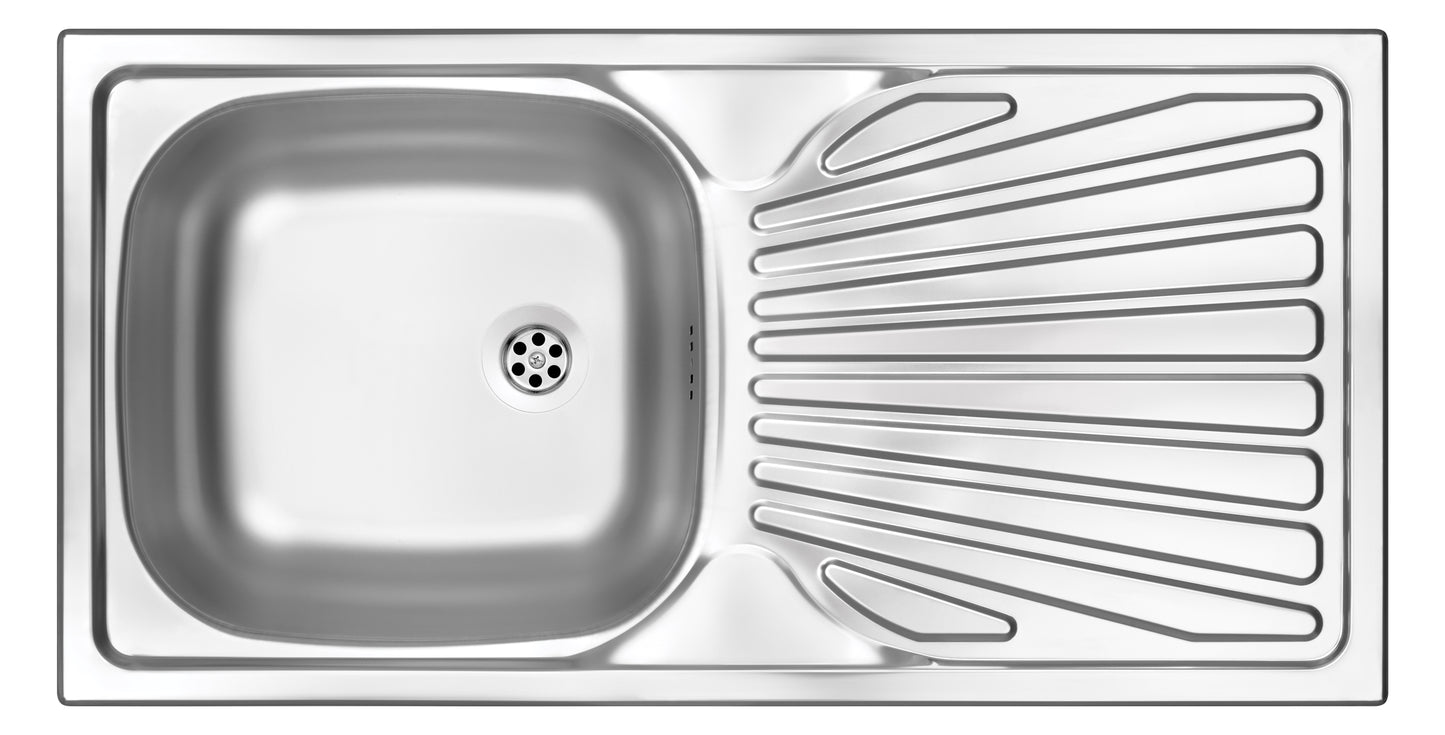 Steel sink, 1-bowl with drainer