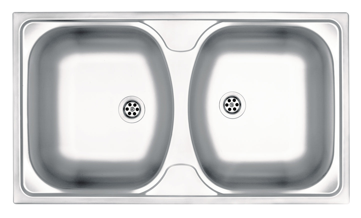 Steel sink, 2-bowl