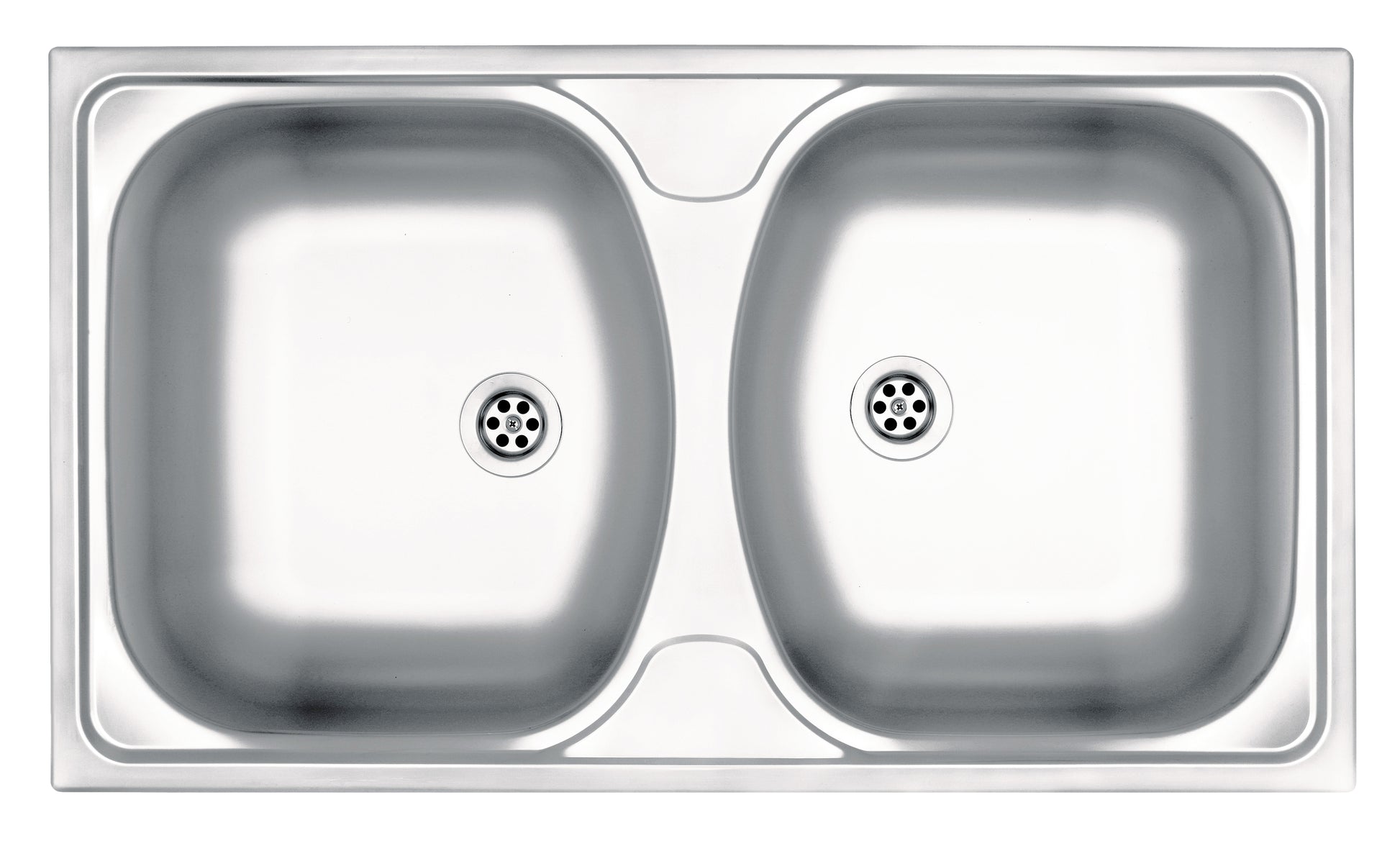 Steel sink, 2-bowl