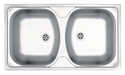 Steel sink, 2-bowl