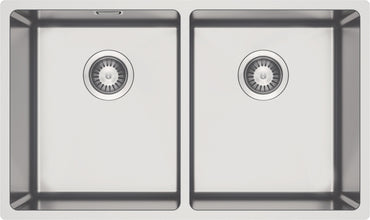 Steel sink, 2-bowl, undermount