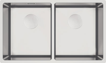 Steel sink, 2-bowl, undermount