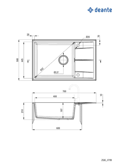 Granite sink, 1-bowl with drainer