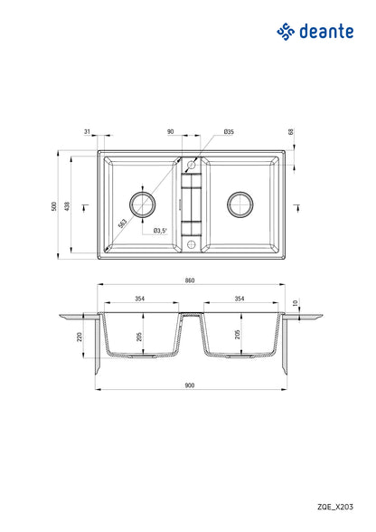 Granite sink, 2-bowl