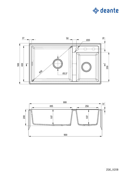 Granite sink, 2-bowl