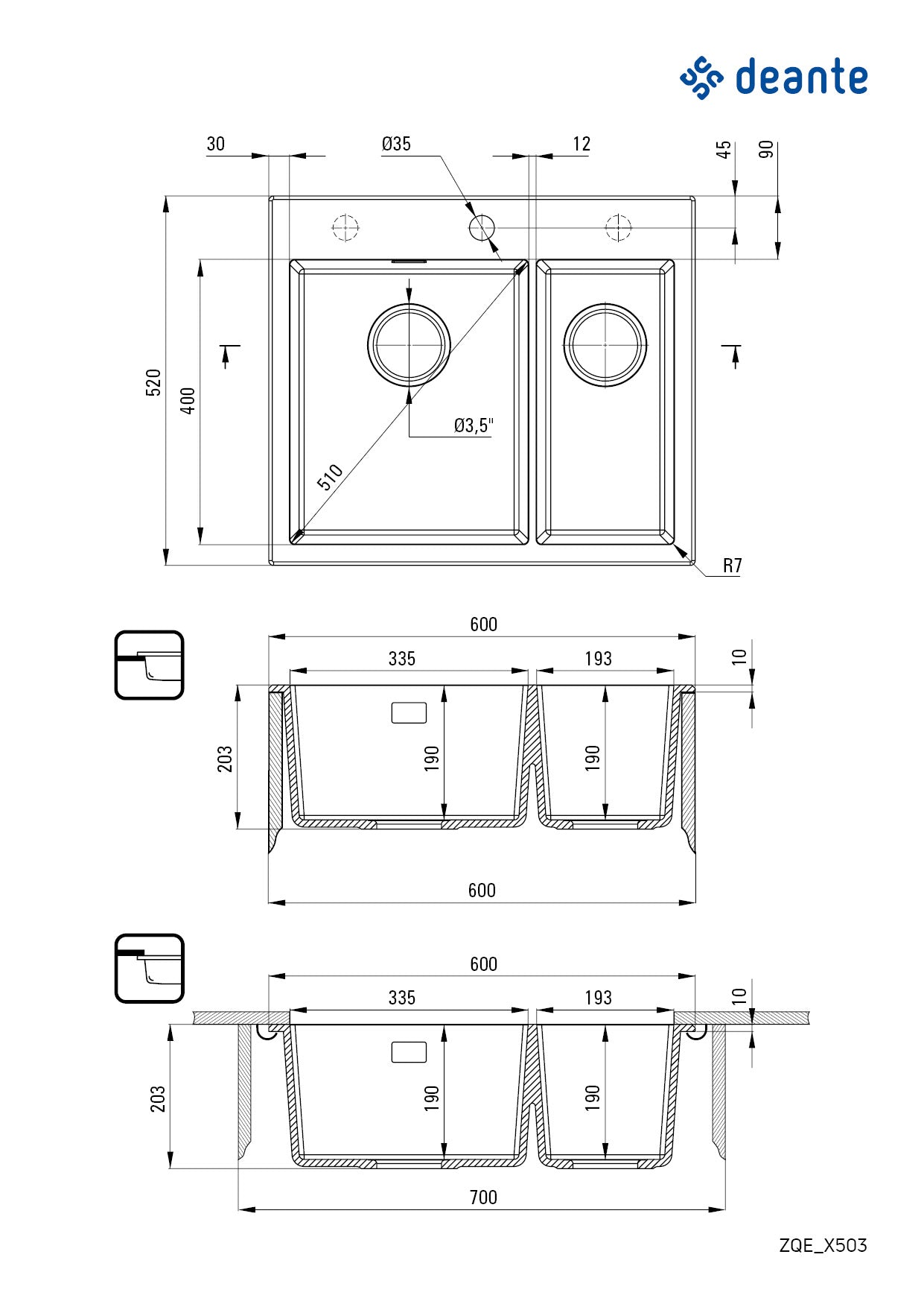 Granite sink, 1.5-bowl