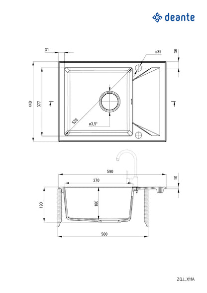 Granite sink, 1-bowl with drainer
