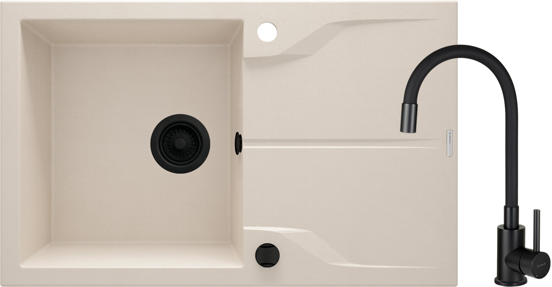 Granite sink with tap, 1-bowl with drainer