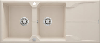 Granite sink, 2-bowl with drainer