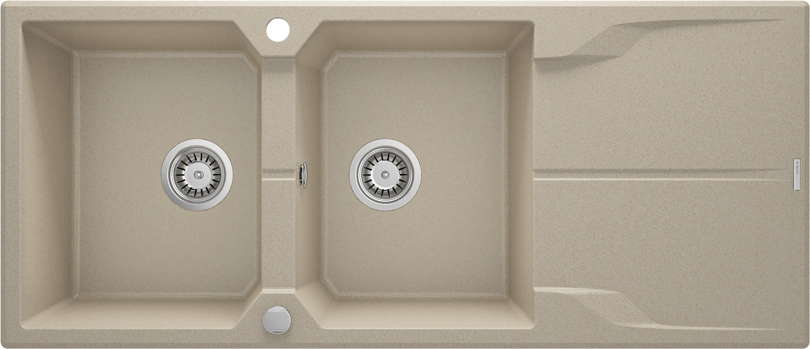 Granite sink, 2-bowl with drainer