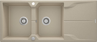 Granite sink, 2-bowl with drainer