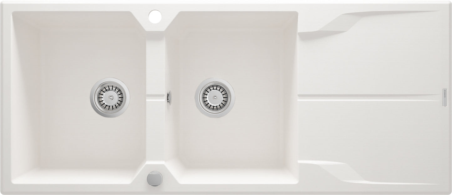Granite sink, 2-bowl with drainer