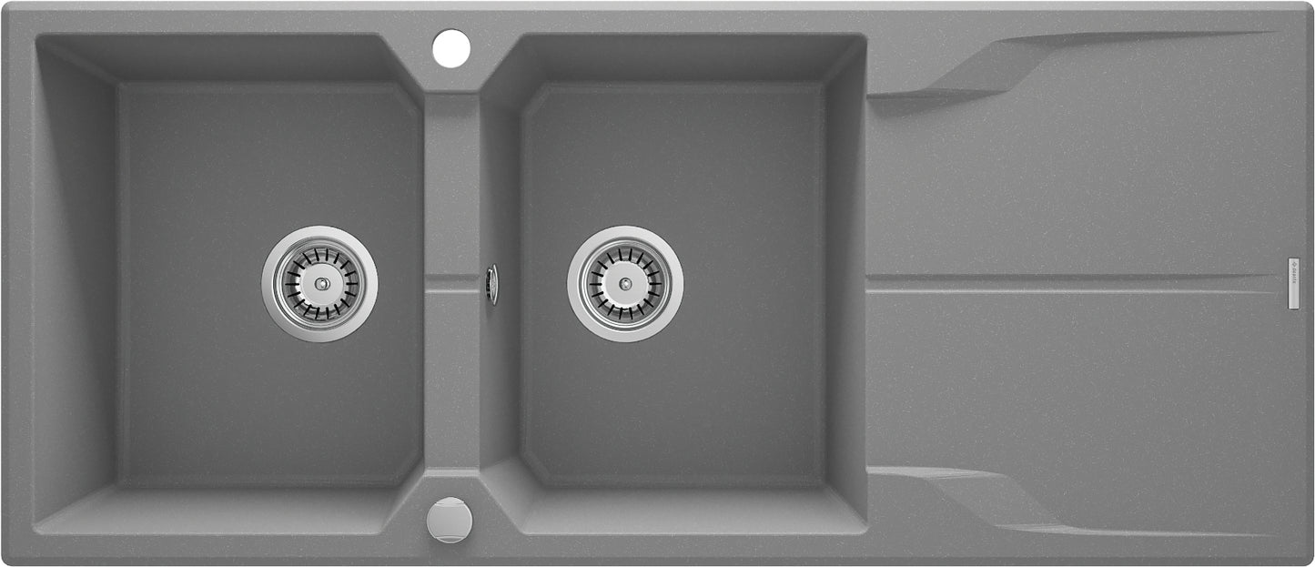 Granite sink, 2-bowl with drainer