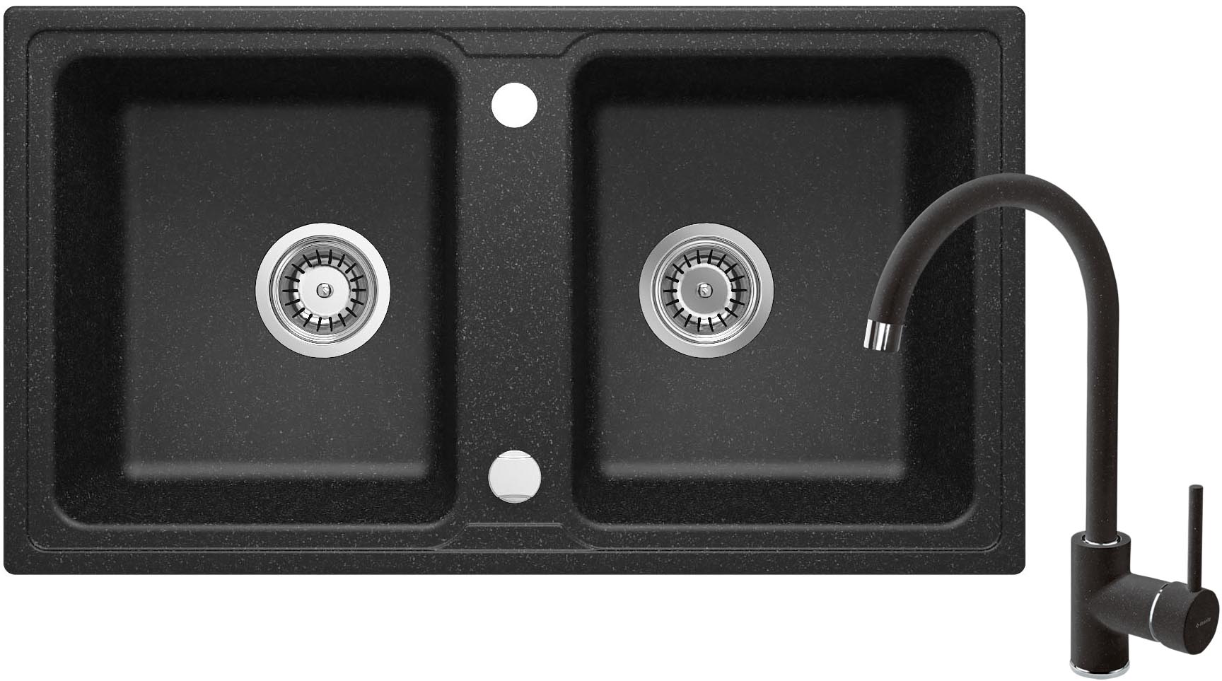 Granite sink with tap, 2-bowl