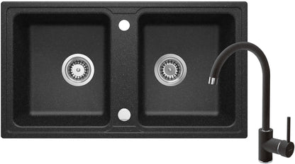 Granite sink with tap, 2-bowl
