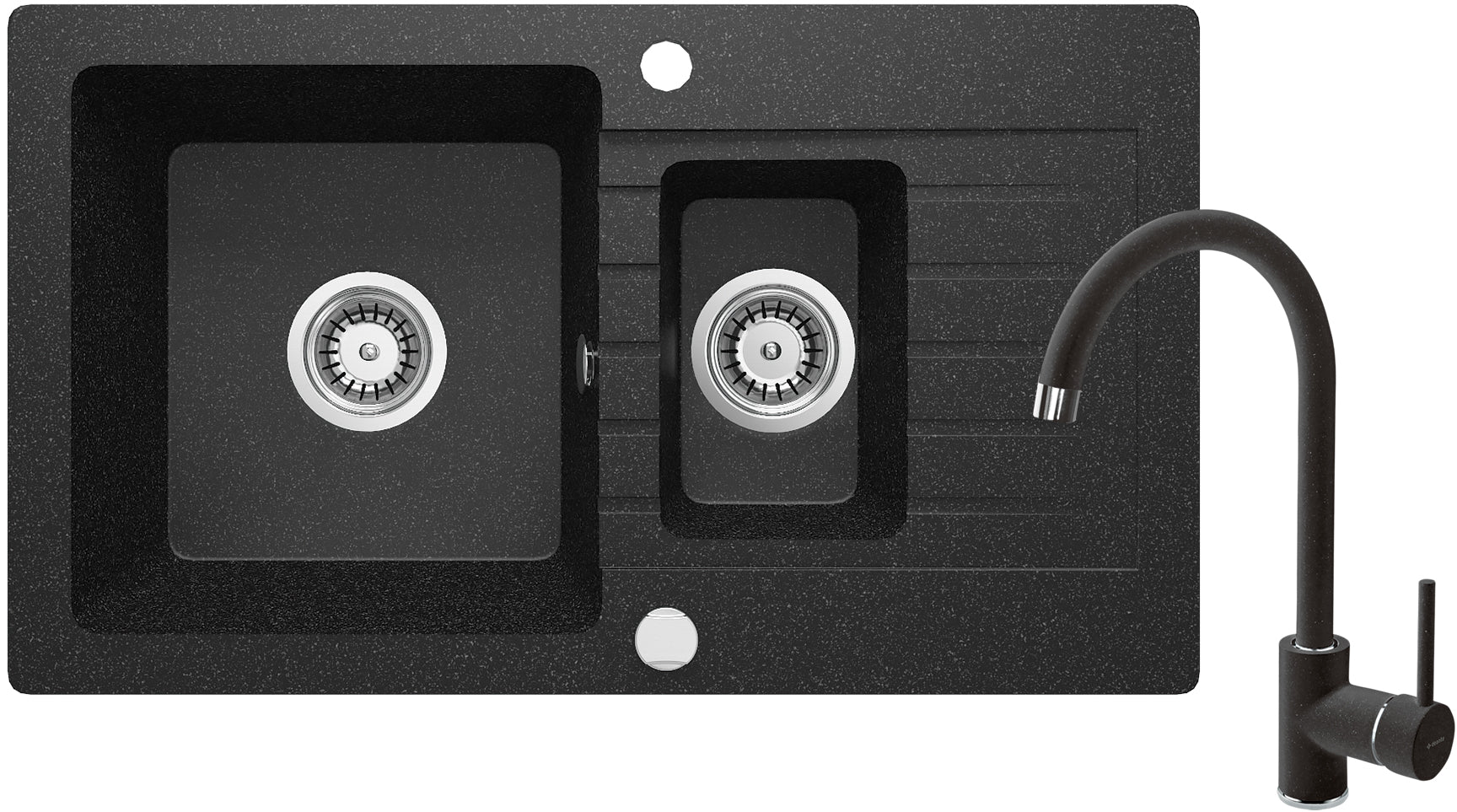 Granite sink with tap, 1.5-bowl with drainer